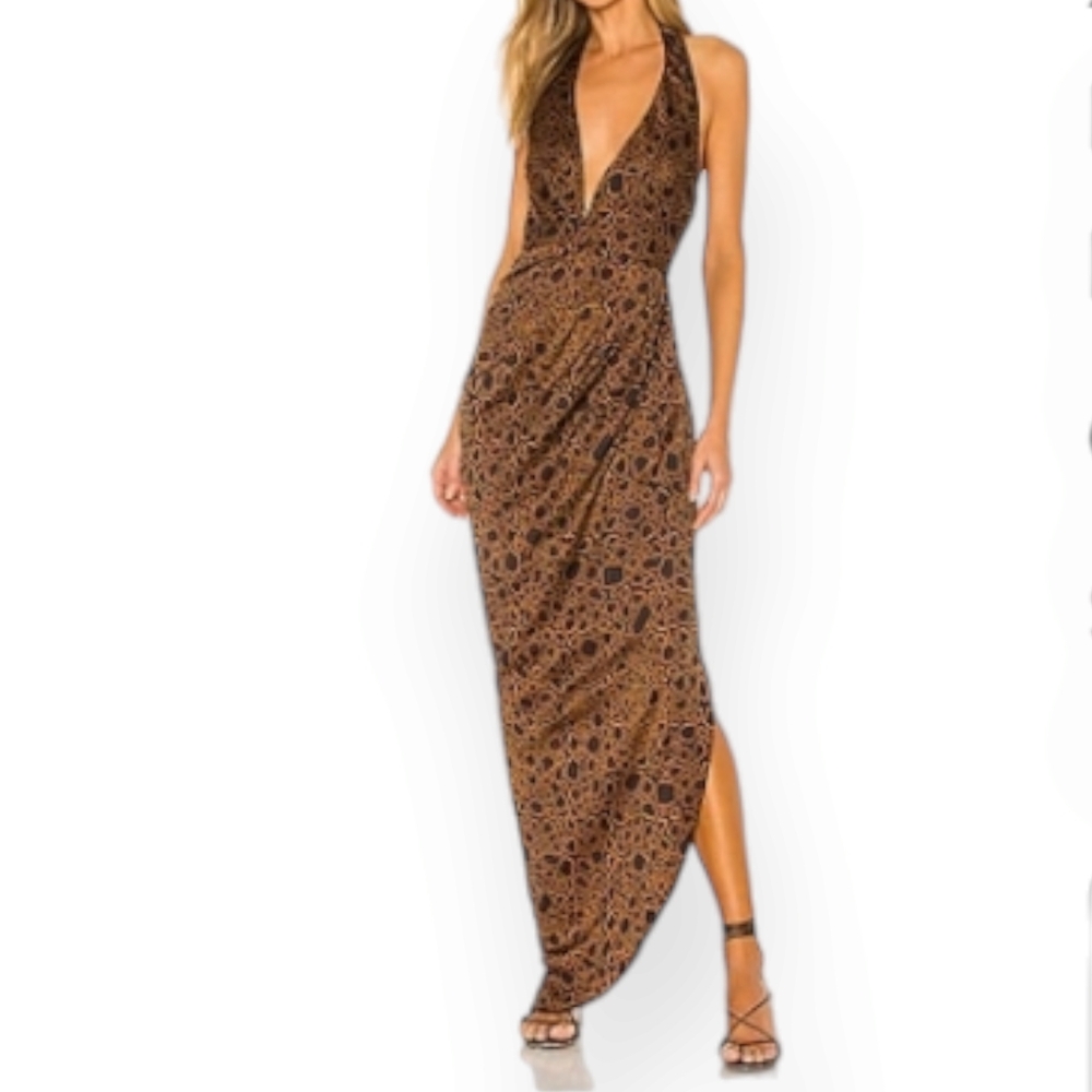 House of Harlow 1960 × Revolve Aurelia Maxi Dress in Noir Abstract